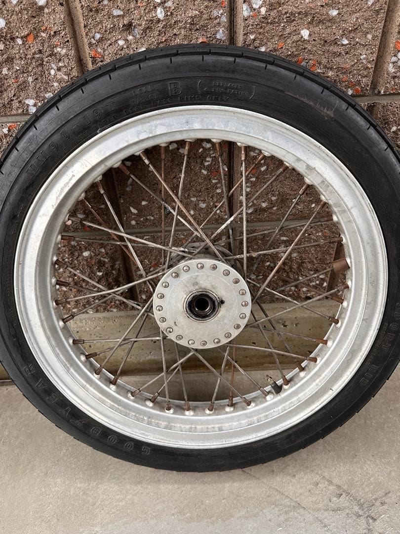 ハーレーダビッドソン用19インチカスタムアルミスポークホイール　ショベル　パン