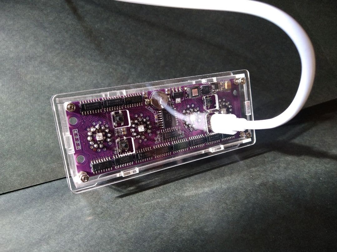 ニキシー管時計 IN-2 4球 完成品　アクリルケース