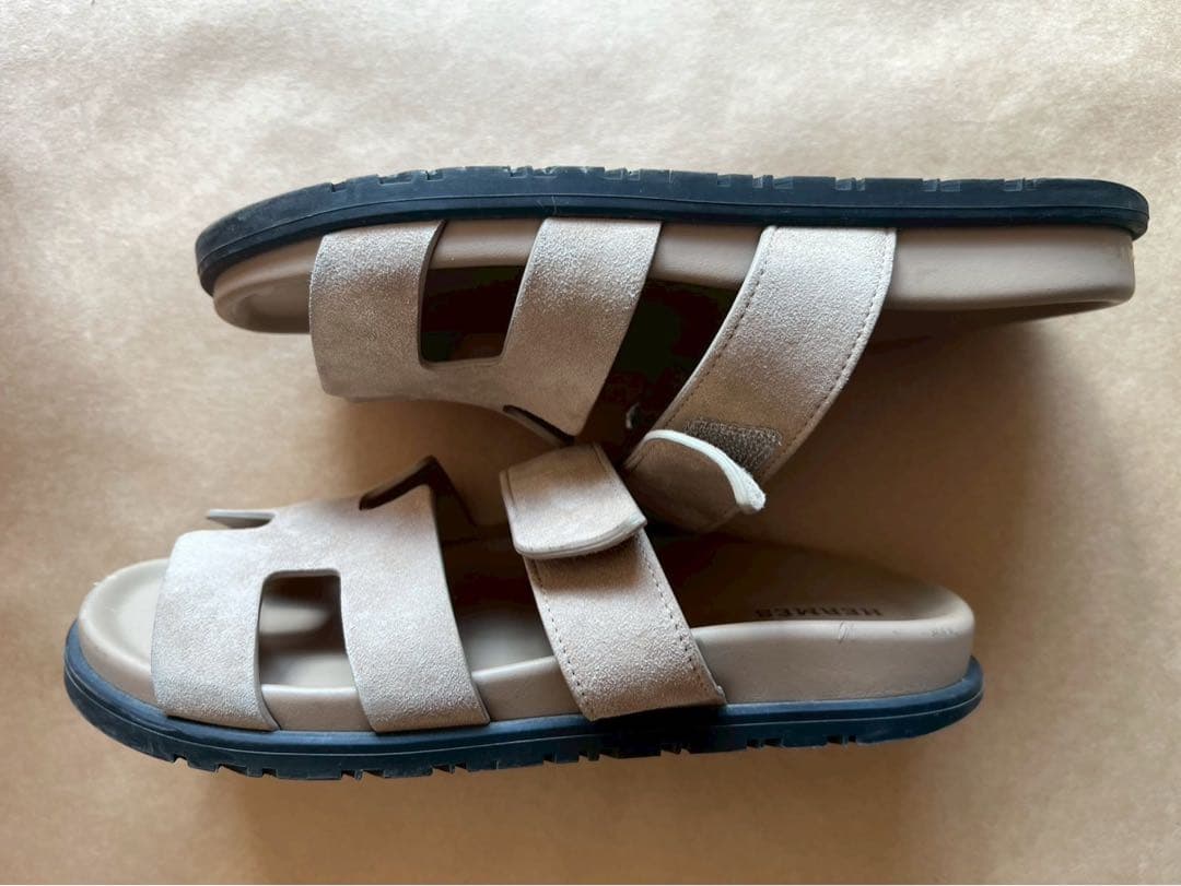 【美品】エルメス HERMES シプレ 37 サンダル ベージュ シェーヴル