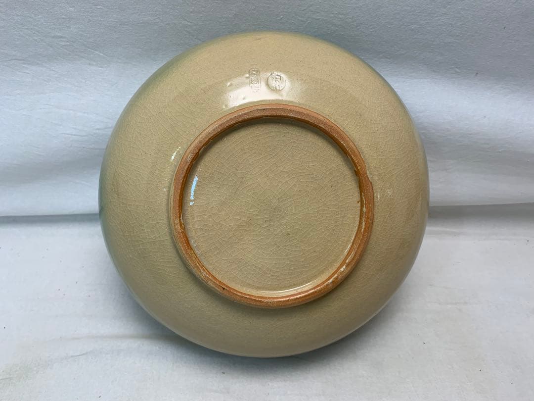 ほぼ未使用 茶道具 陶斎作 宮島焼き 平水指 陶印 塗り蓋 水差し