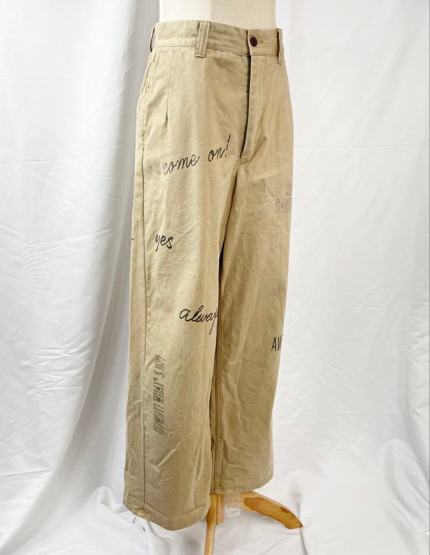 LeMelange　コットンツイルグラフィックパンツ　チノパン　ベージュ