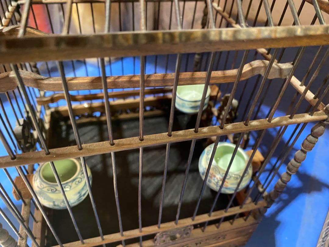 【希少】鳥かご　オブジェ　鳥籠　アンティーク　龍　置物　木製品　中国　木工品