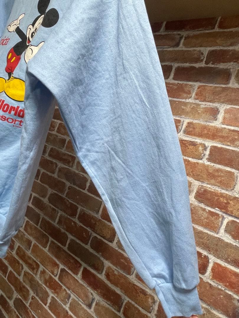 80's　USA製　Disney ディズニー　ミッキー　ラグランスウェット　L