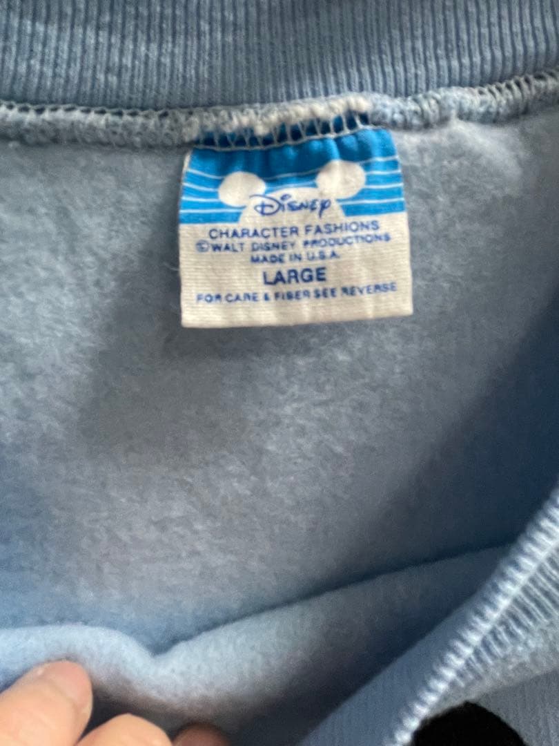 80's　USA製　Disney ディズニー　ミッキー　ラグランスウェット　L