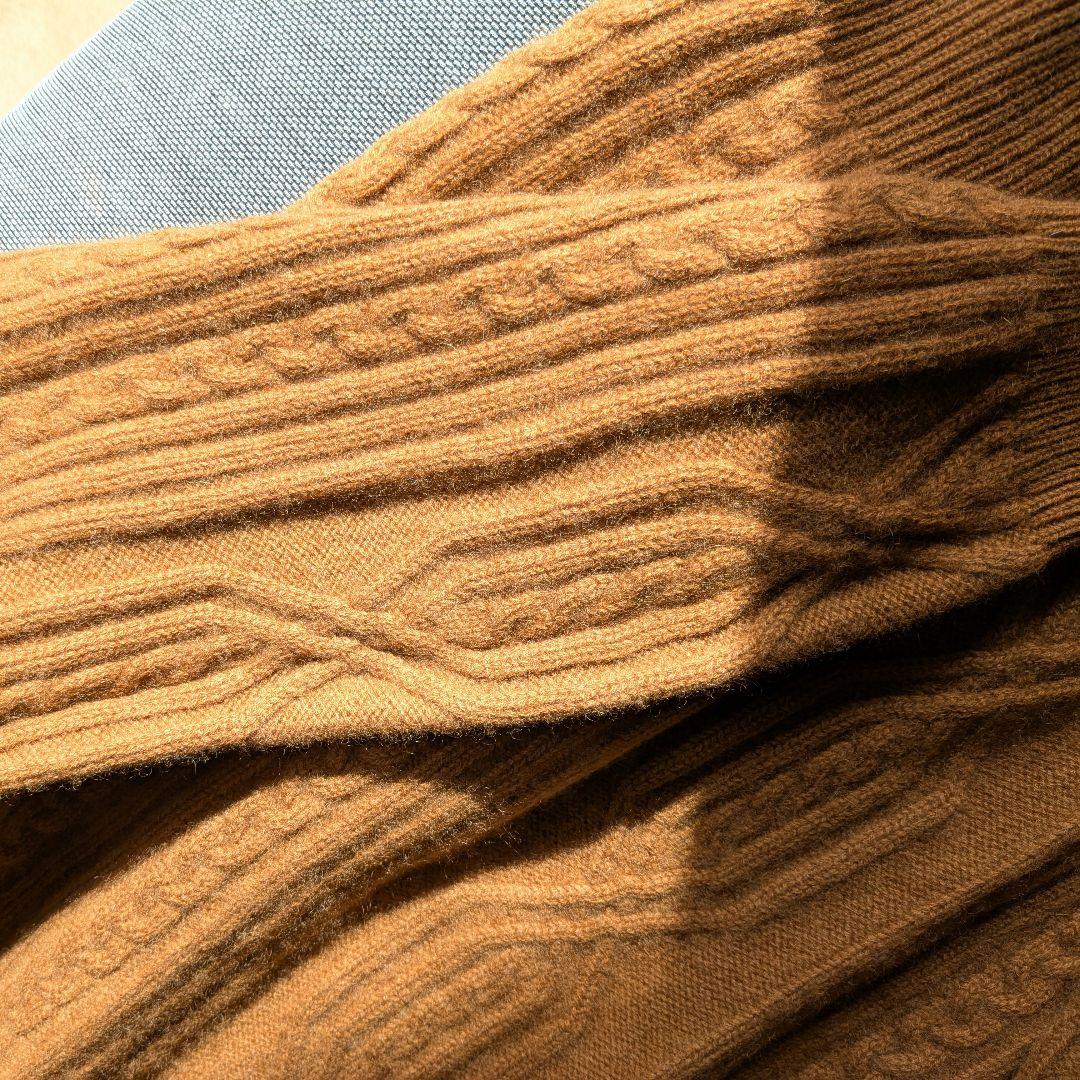 grabre グラブレ カシミヤ100% ケーブル タートルネック ブラウン