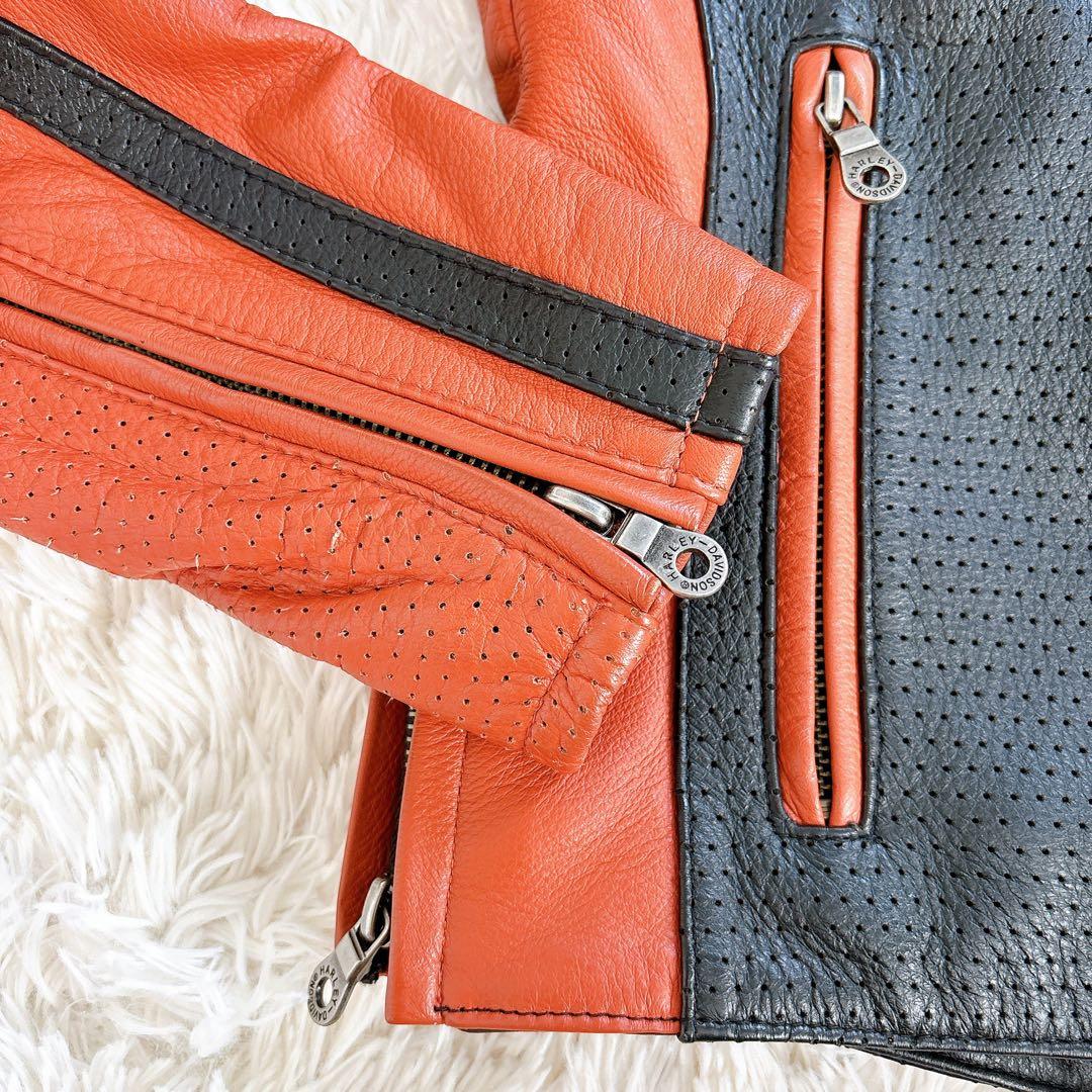 美品　ハーレーダビッドソン　レザージャケット　シングル　バイカラー　ワッペン