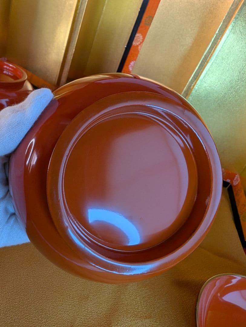 明治時代 輪島塗 金蒔絵 蓋付椀 波千鳥 3客 木製 汁椀 雑煮椀