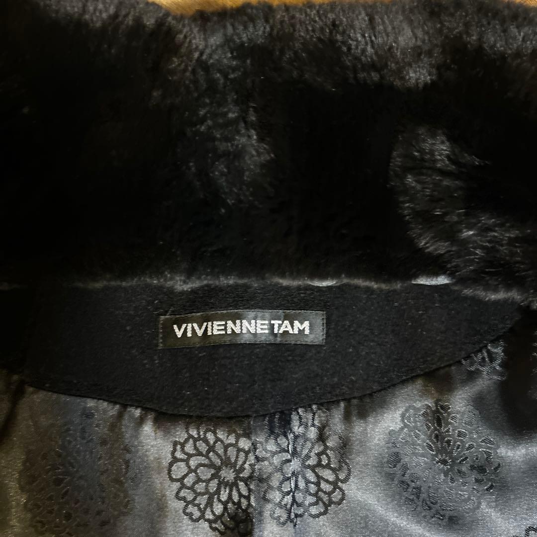 ビビアンタム　黒コート ファー襟付き