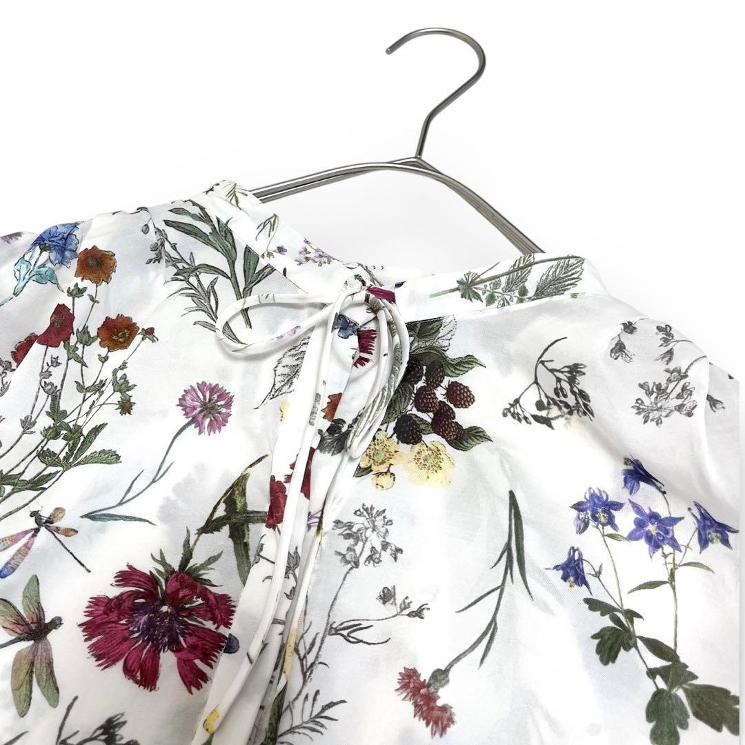 美品◎トゥモローランド ボタニカルリベルラプリント ボウタイブラウス