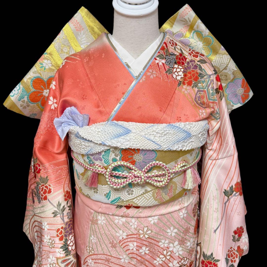 豪華　振袖5点セット　トールサイズ　古典柄　裄丈69cm　163〜173　成人式