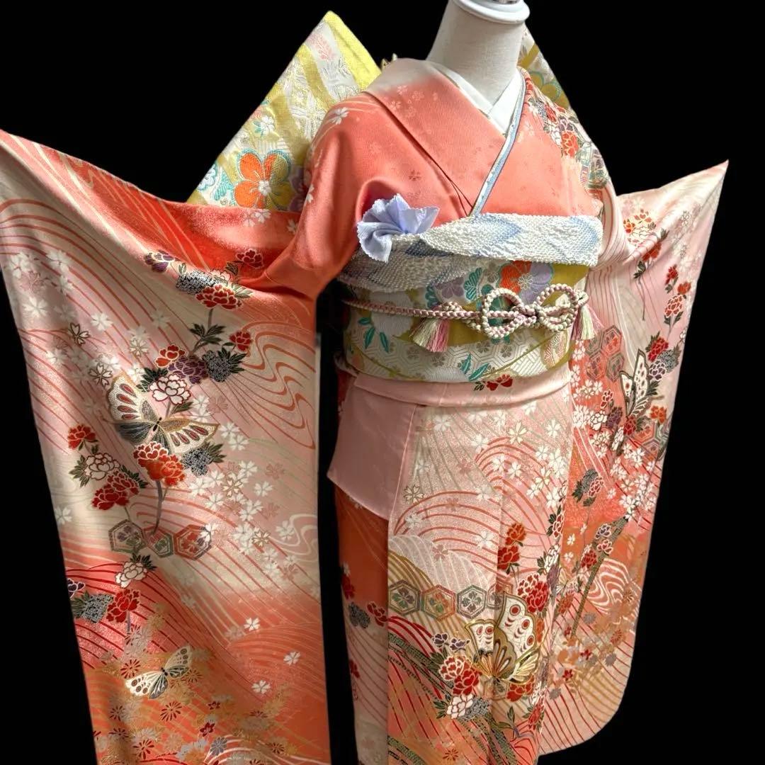 豪華　振袖5点セット　トールサイズ　古典柄　裄丈69cm　163〜173　成人式