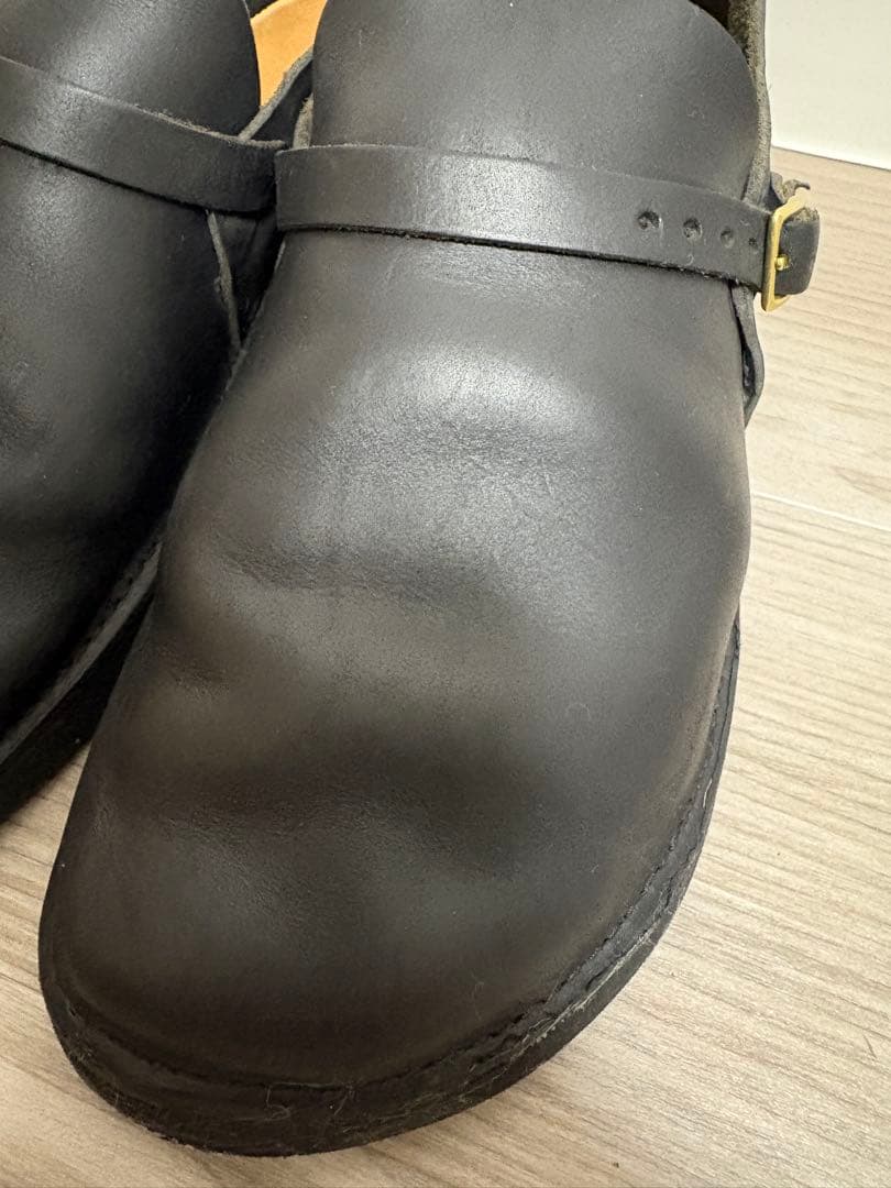 【値下げ済】aurora shoes 黒 レザー ストラップシューズ