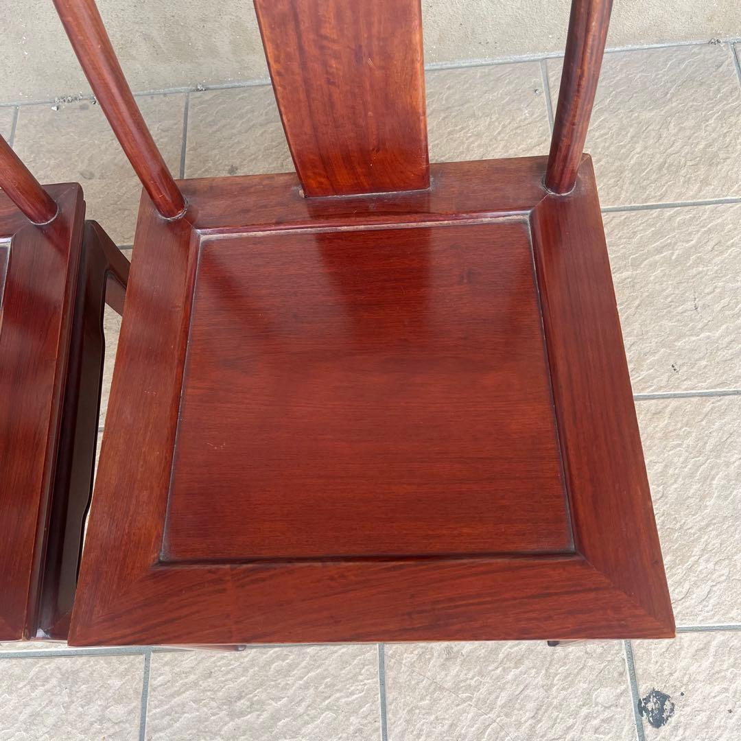 ①唐木家具 食卓椅子 アームチェア 花梨材 馬蹄脚