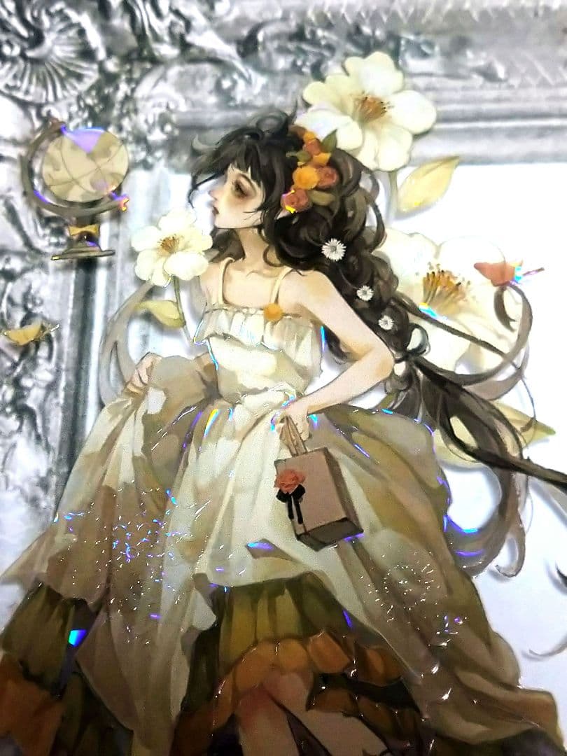 J666＃花姗翩翩(贝壳光)一木一横切り売り海外人物マステ女の子