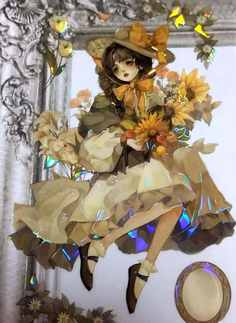 J666＃花姗翩翩(贝壳光)一木一横切り売り海外人物マステ女の子