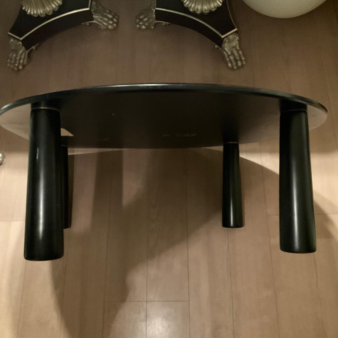 KOIZUMI 半円ローテーブル 黒 木目 座卓/ちゃぶ台 ※たのメル便込み