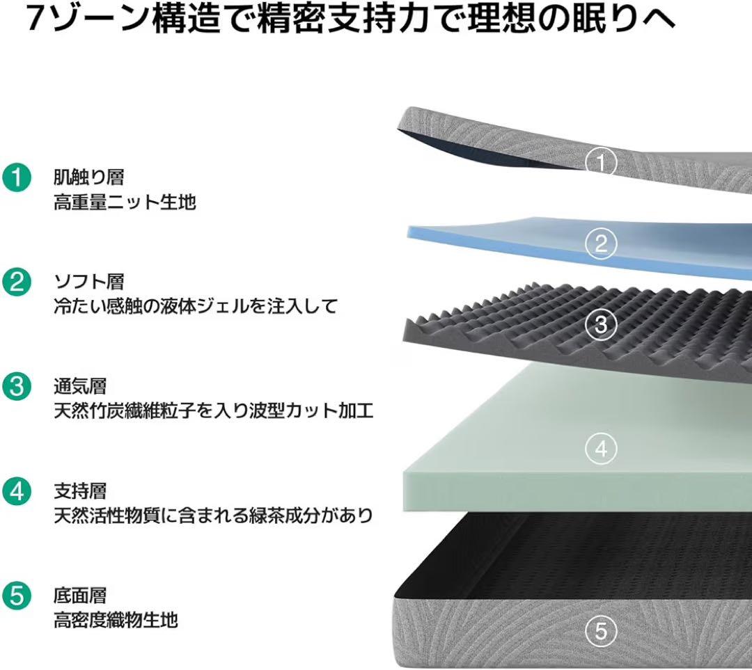 マットレス ダブル やや硬め 厚さ16cm グレー