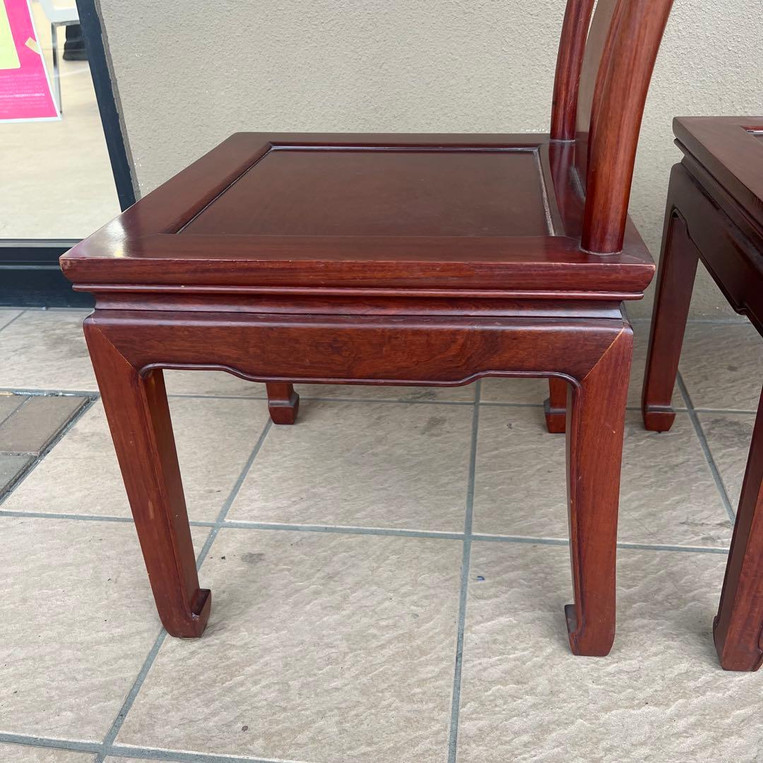 ①唐木家具 ダイニングチェア 食卓椅子 アームチェア 花梨材 馬蹄脚
