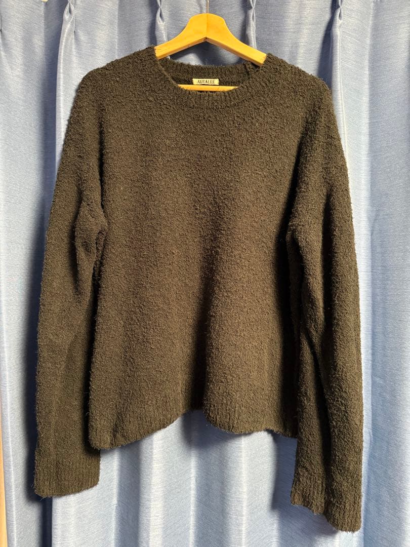 AURALEE COTTON LINEN SHAGGY KNIT黒　サイズ4