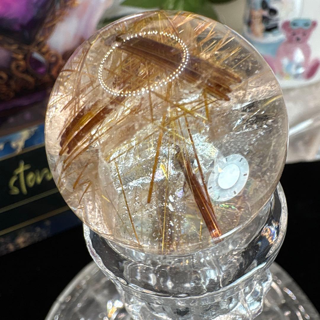 高品質 ブラウンルチルクォーツスフィア♡ゴールドルチル♡No.2616