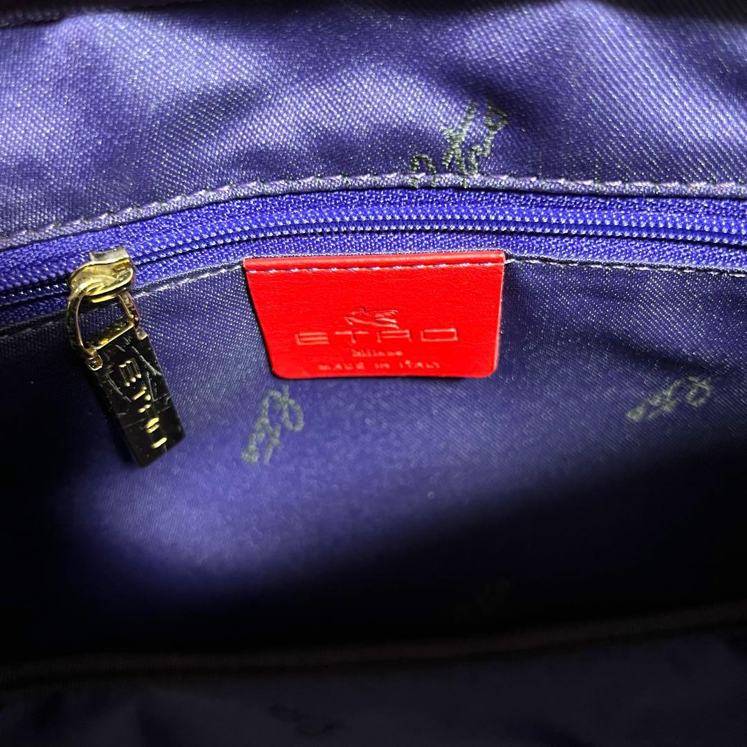 美品 ETRO ミニボストンバッグ ハンドバッグ PVC ペイズリー 保存袋付き