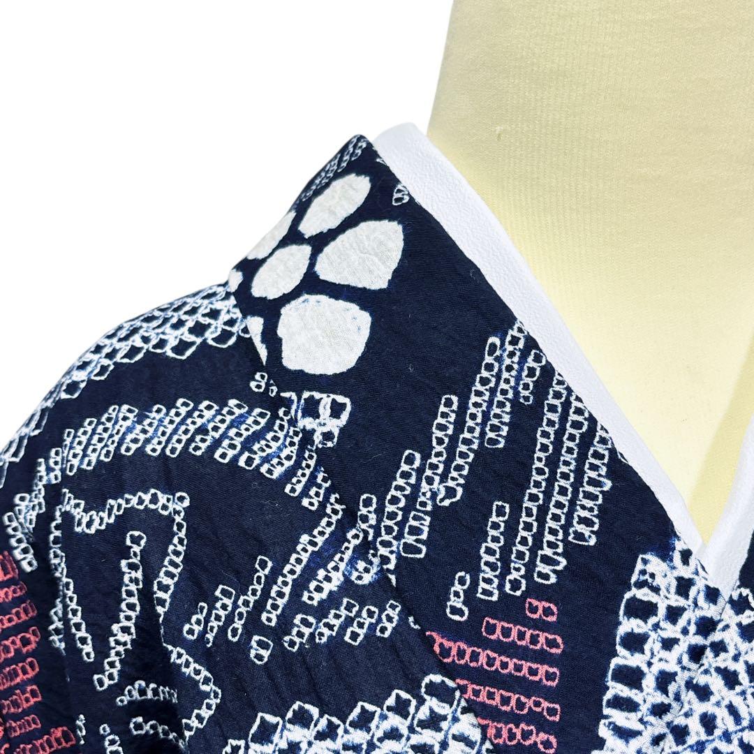 A98夏着物　洗える　有松鳴海絞り 高級浴衣 花 綿　祭り　花火会