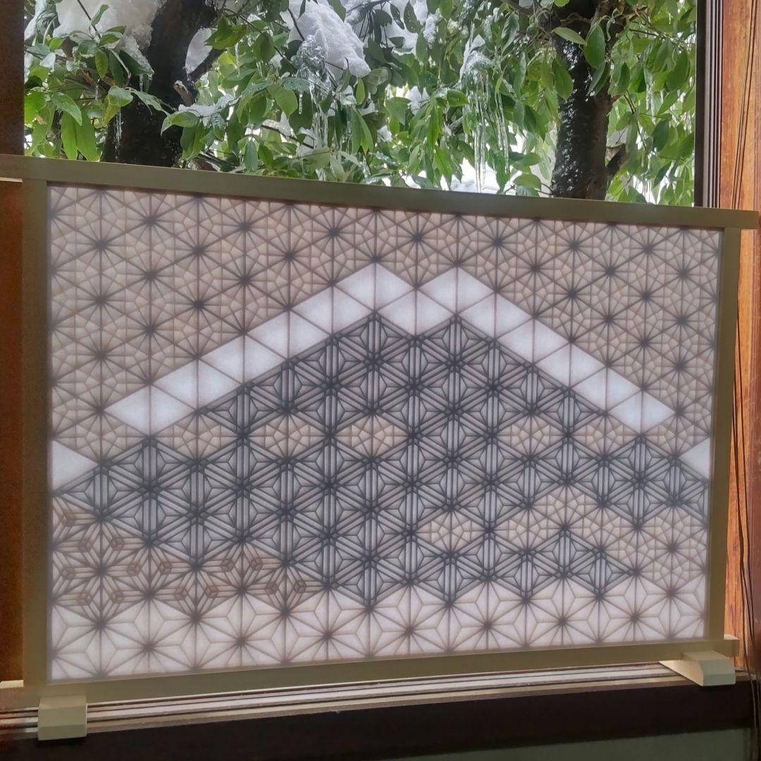 組子細工 組子 赤富士 富士山 透かし模様 衝立 パーテーション 日本 職人技