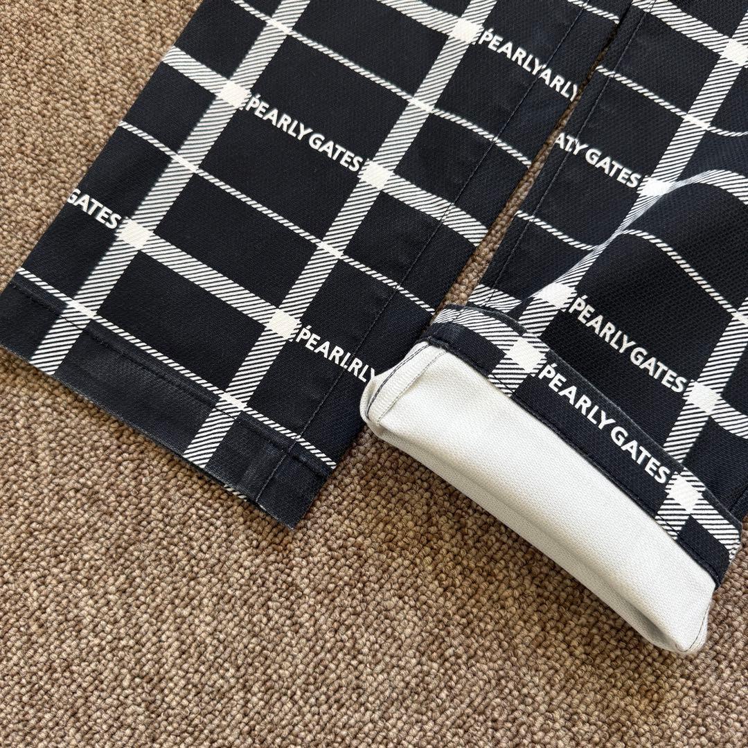 現行モデル　パーリーゲイツ　パンツ　総柄　L〜XL相当 チェック　グレー　白　5