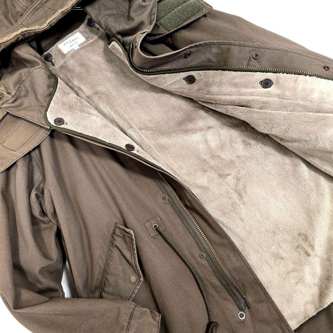 アダムエロペ モッズコート フード ボアライナー付 ロングコート ブラウン L