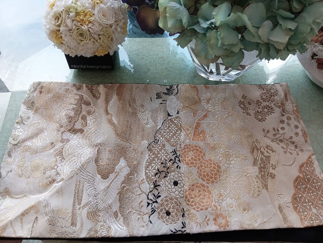 刺繍　織物　テーブルセンター　和風　西陣織　正月