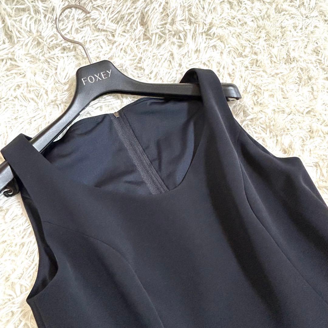 極美品✨フォクシー 洗える◎マットストレッチギャザードレス フレアワンピース