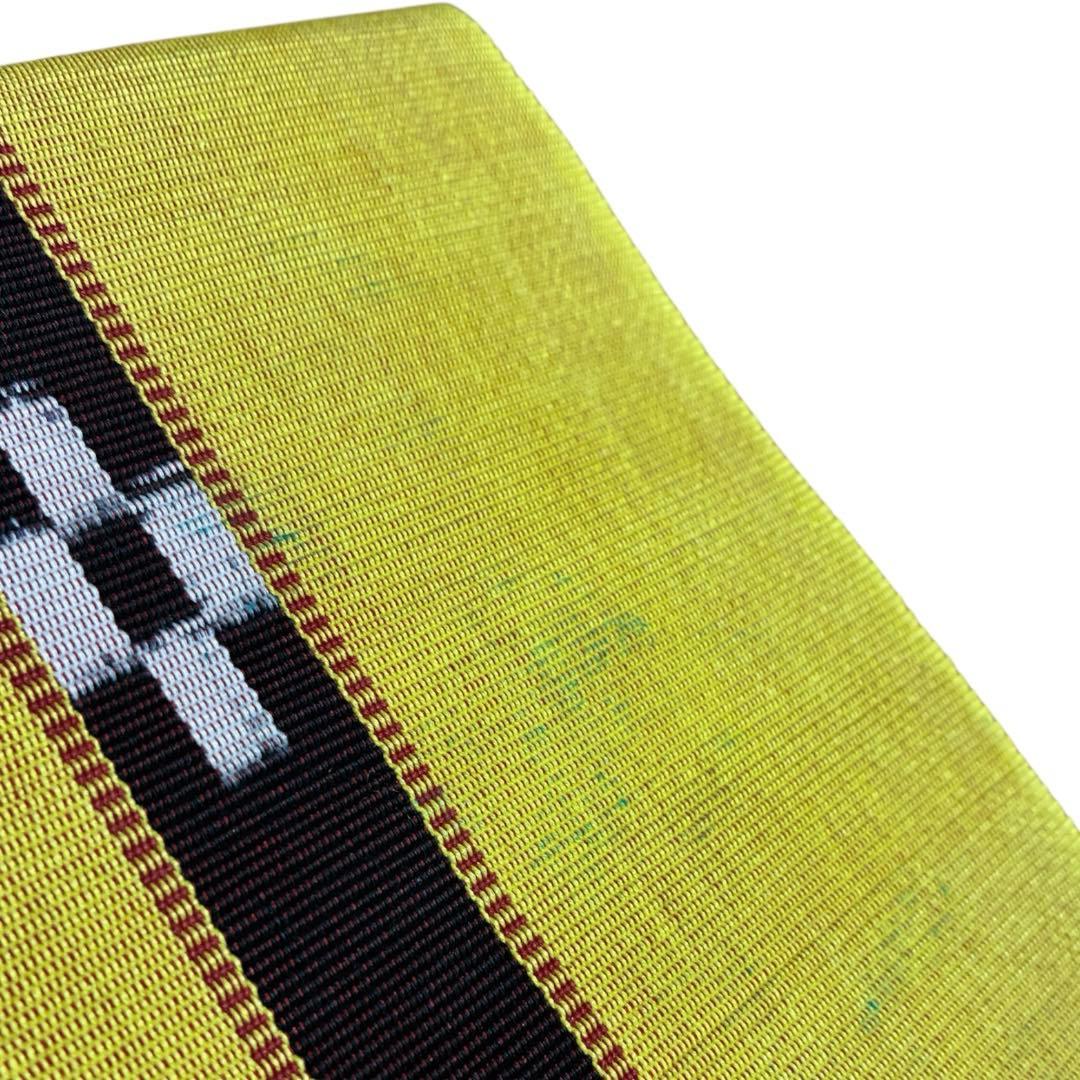 未使用 沖縄民芸織 ミンサー 半幅帯 単 イエロー 浴衣 袴 着物 和装 帯付き