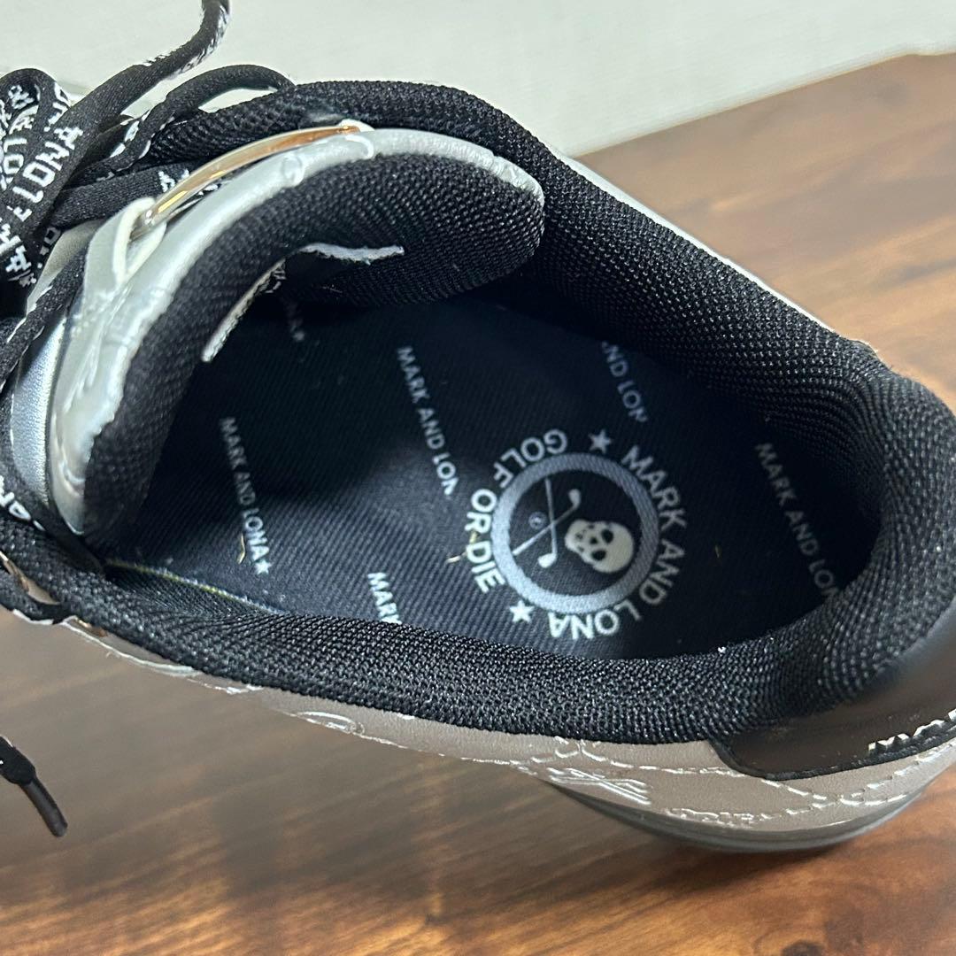 美品 ゴルフシューズ マークアンドロナ MARK&RONA シルバー スカル