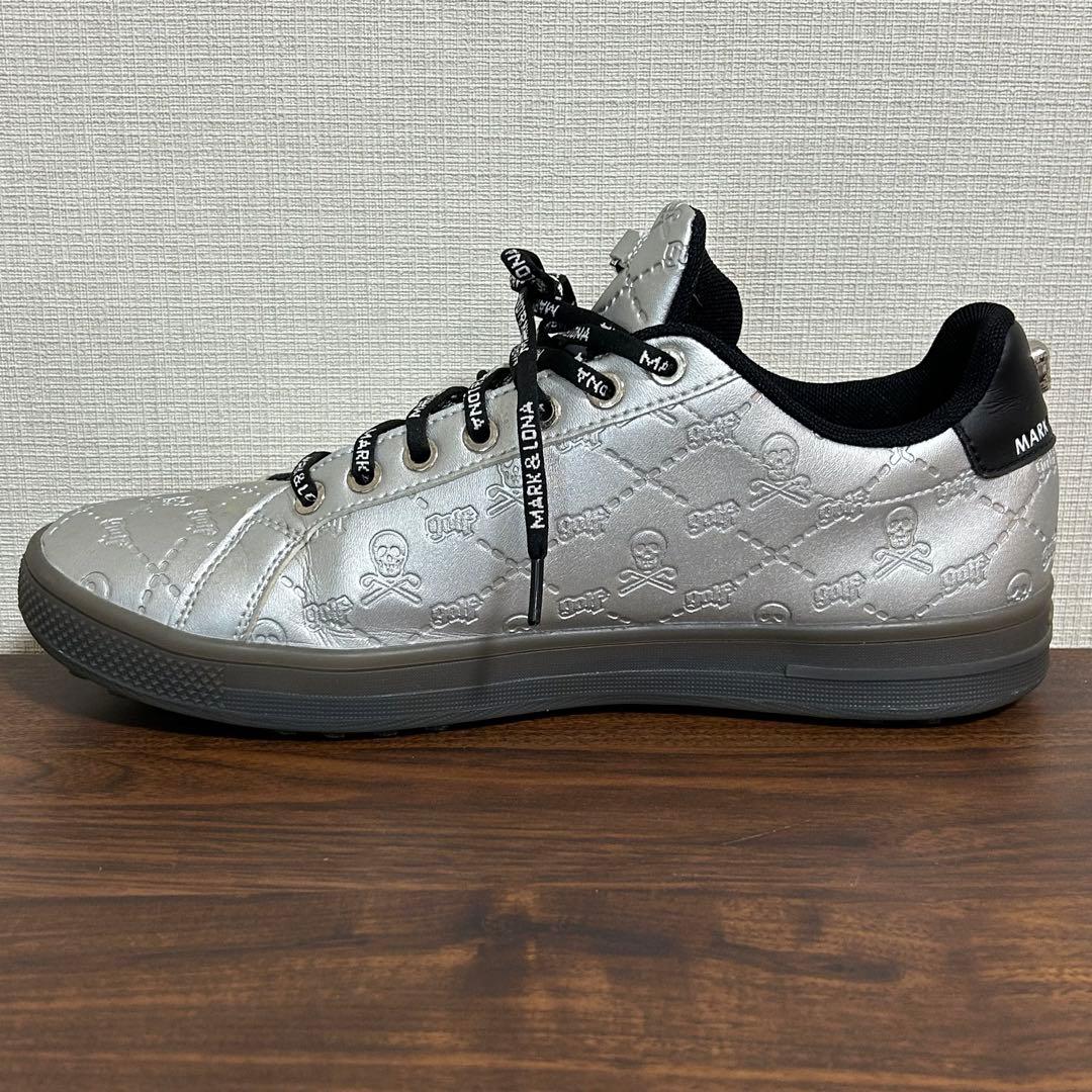 美品 ゴルフシューズ マークアンドロナ MARK&RONA シルバー スカル