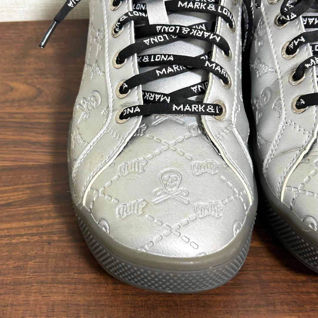 美品 ゴルフシューズ マークアンドロナ MARK&RONA シルバー スカル
