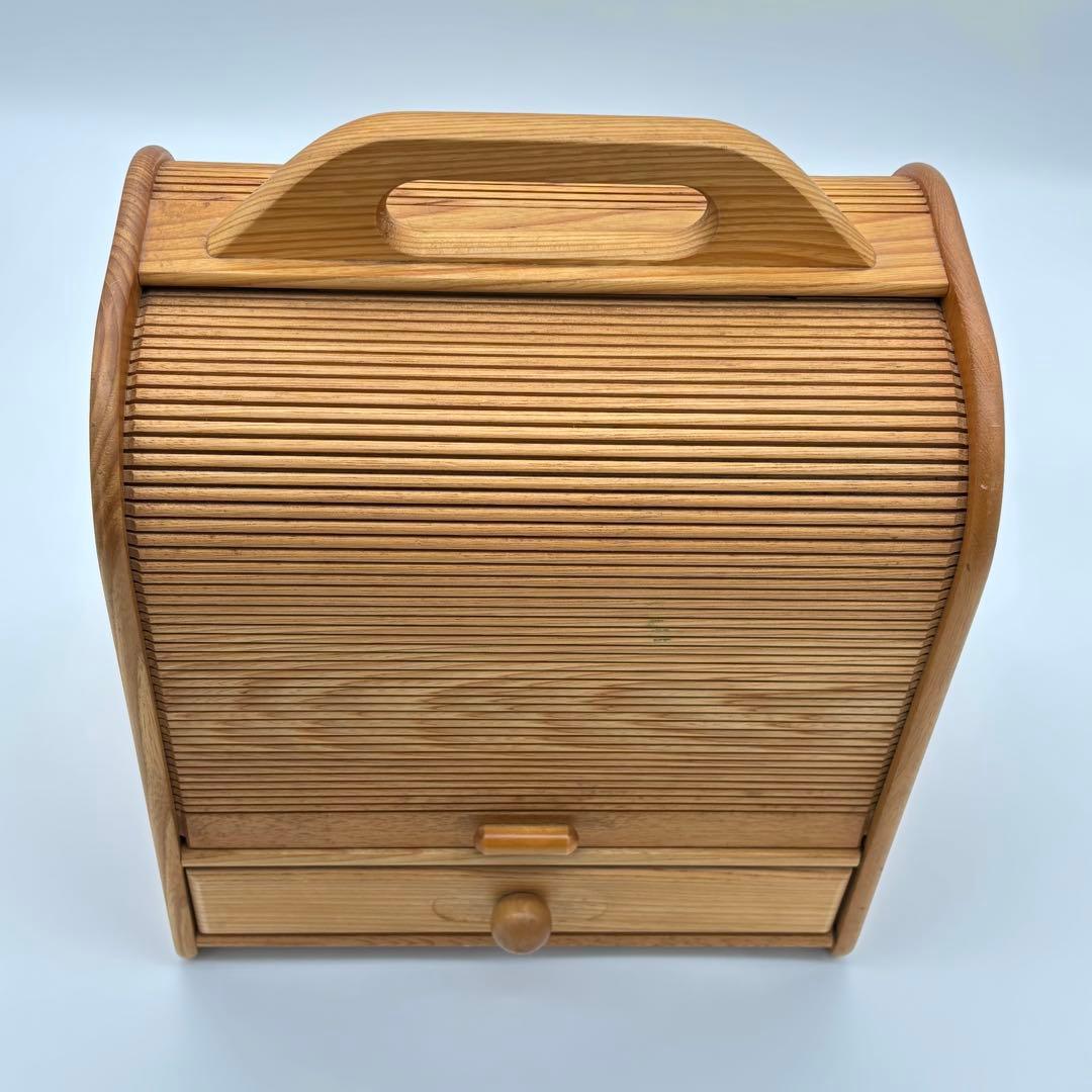 レトロ コスメボックス 蛇腹シャッター 木製