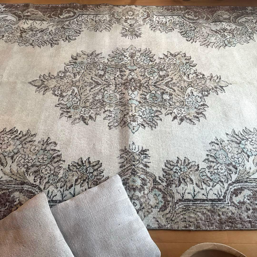 貴重超大判161.5×281ボタニカルメダリオン　トルコヴィンテージラグ