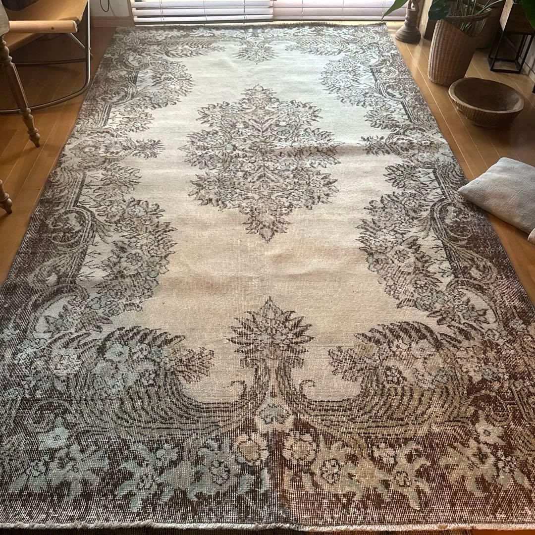 貴重超大判161.5×281ボタニカルメダリオン　トルコヴィンテージラグ