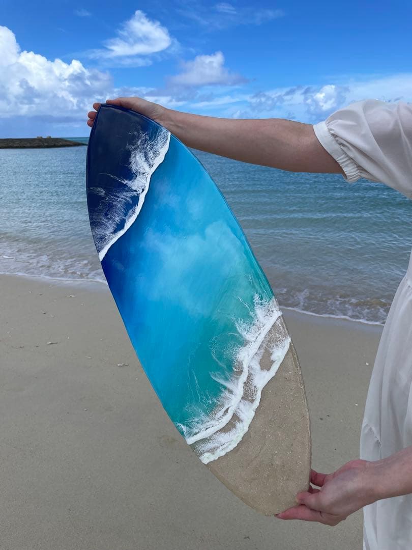 サーフボードパネル　オーシャンレジン　海レジン　蓄光✨　オブジェ　NO16