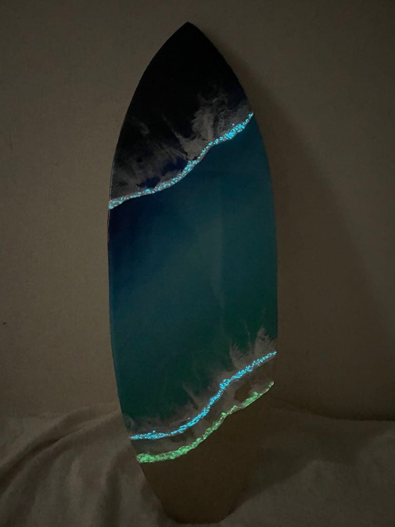 サーフボードパネル　オーシャンレジン　海レジン　蓄光✨　オブジェ　NO16