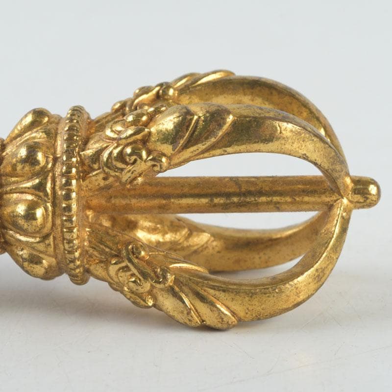 チベット密教法具　古銅鍍金　五鈷杵　金剛杵　V　9570