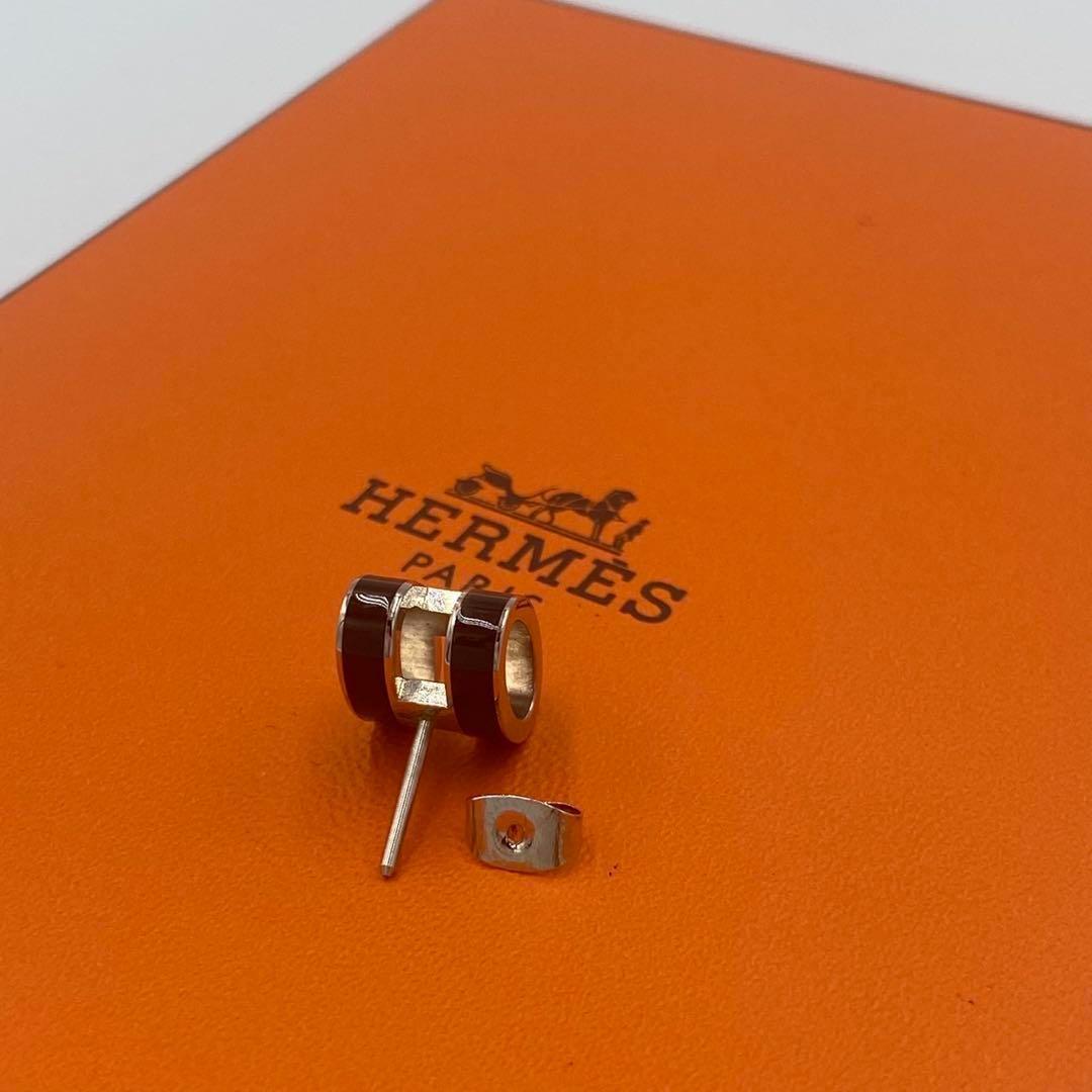！美品！　HERMES エルメス　ピアス　ブラック　シルバー　90