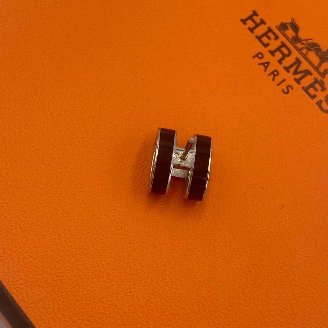 ！美品！　HERMES エルメス　ピアス　ブラック　シルバー　90