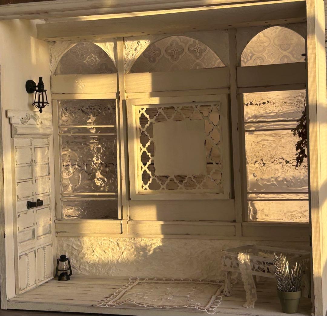 木製ドールハウス・背景ボード・ミニチュアハウス・ハンドメイド☆1/6