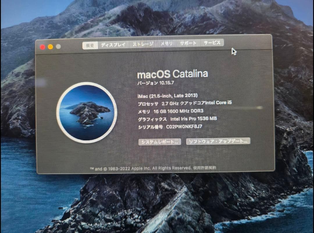 iMac 21.5-inch　A1418　メモリ16GB　HDD 1TB