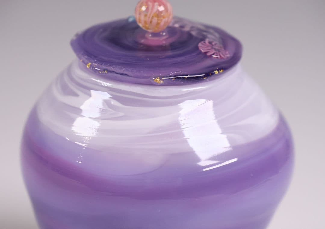 茶道具 船越美智代 ガラス茶入 ギヤマン 硝子 紫 マーブル【CM341】