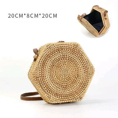 藤編包ベトナム手工草編みミニ円形斜め横断包