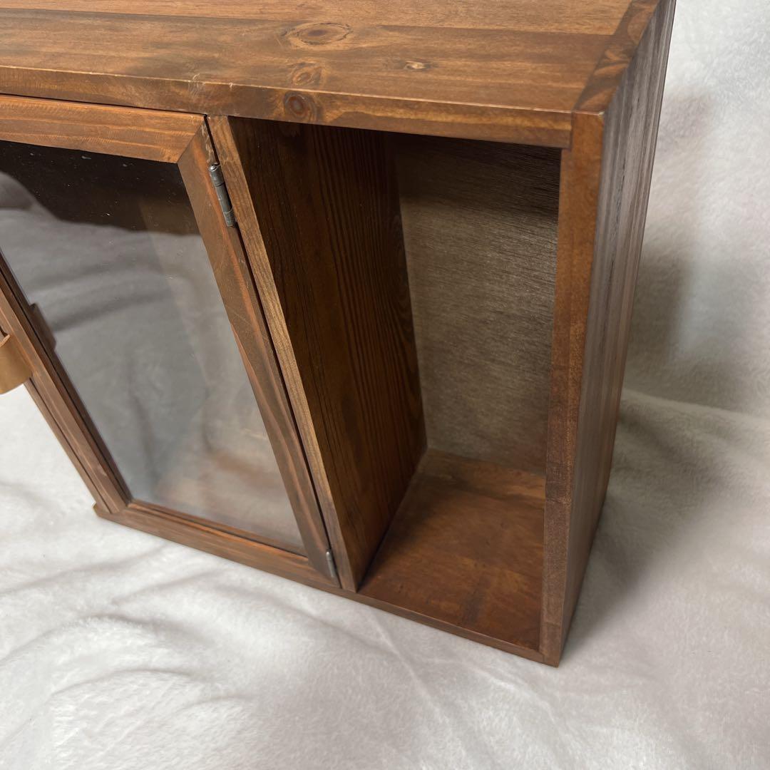 たーたんアンティーク ウッド ディスプレイラック 木製キャビネットガラス扉