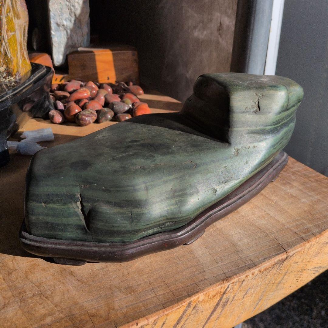 北海道日高産　青虎石　5.1キロ 鑑賞石 石　置物　オブジェ　インテリア