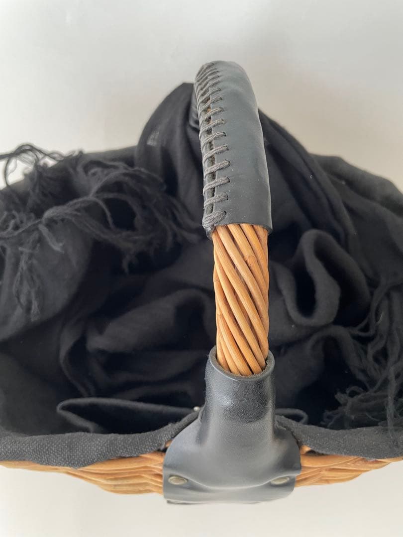 エバゴス ebagos 一本手 かごバッグ 黒 オイルショルダー